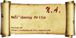 Nádassy Arita névjegykártya